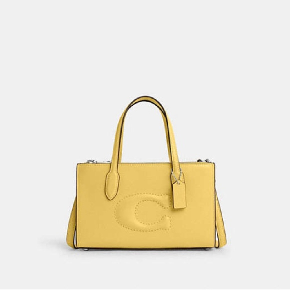 NWT Coach Nina Small CR097 Tote Daisy Yellow Leather Logo Purse